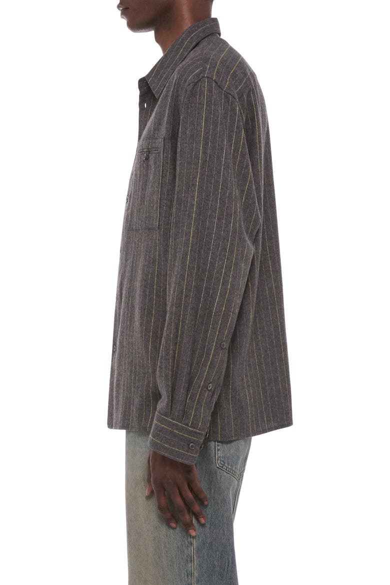 Relaxed Long Sleeve Button Up Shirt, Alternate, color, GREY MELANGE MULTI
