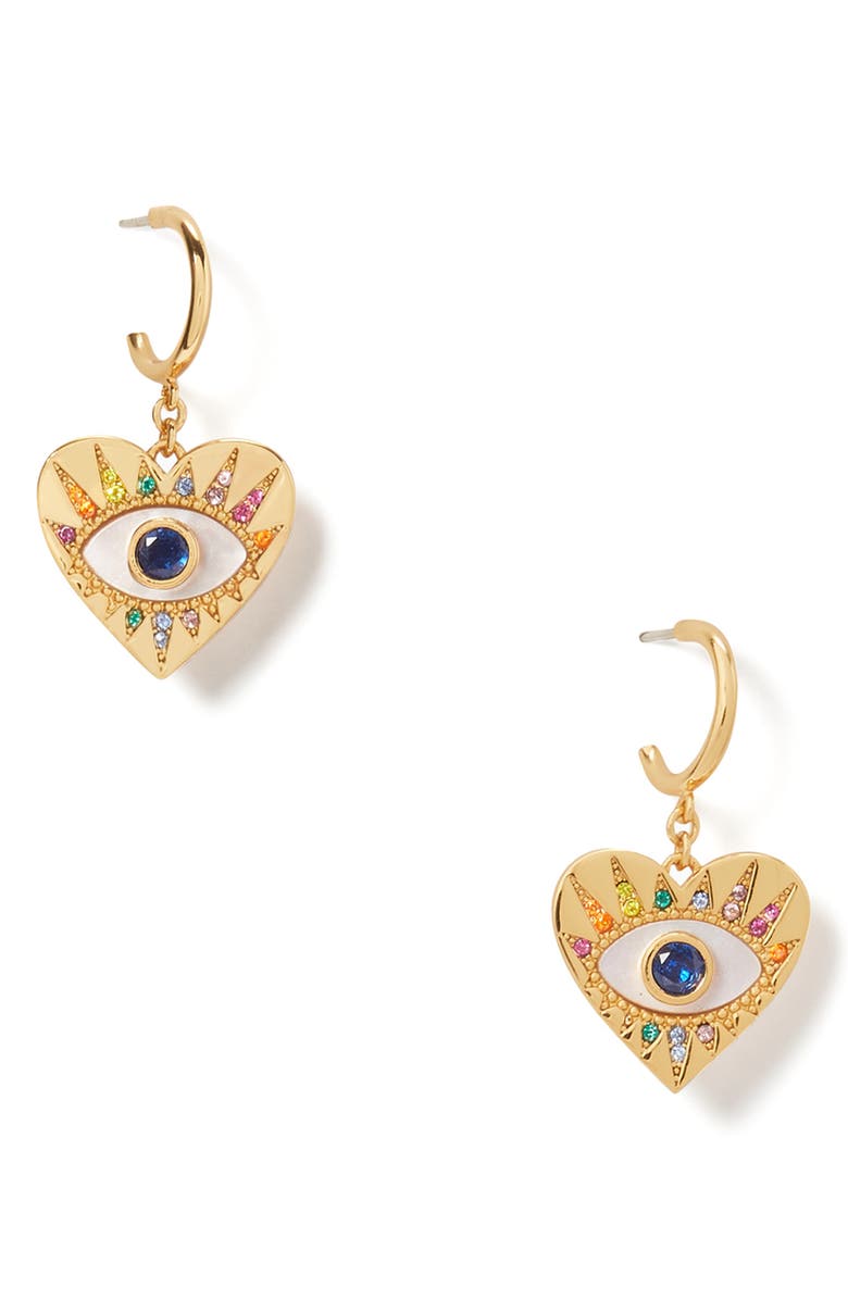 Kate Spade New York all seeing drop huggie hoop earrings, Main, color,
