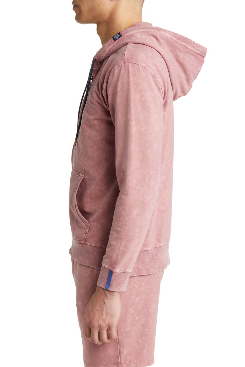 Acid Wash Zip Front Fleece Hoodie, Alternate, color, DUS/ROS