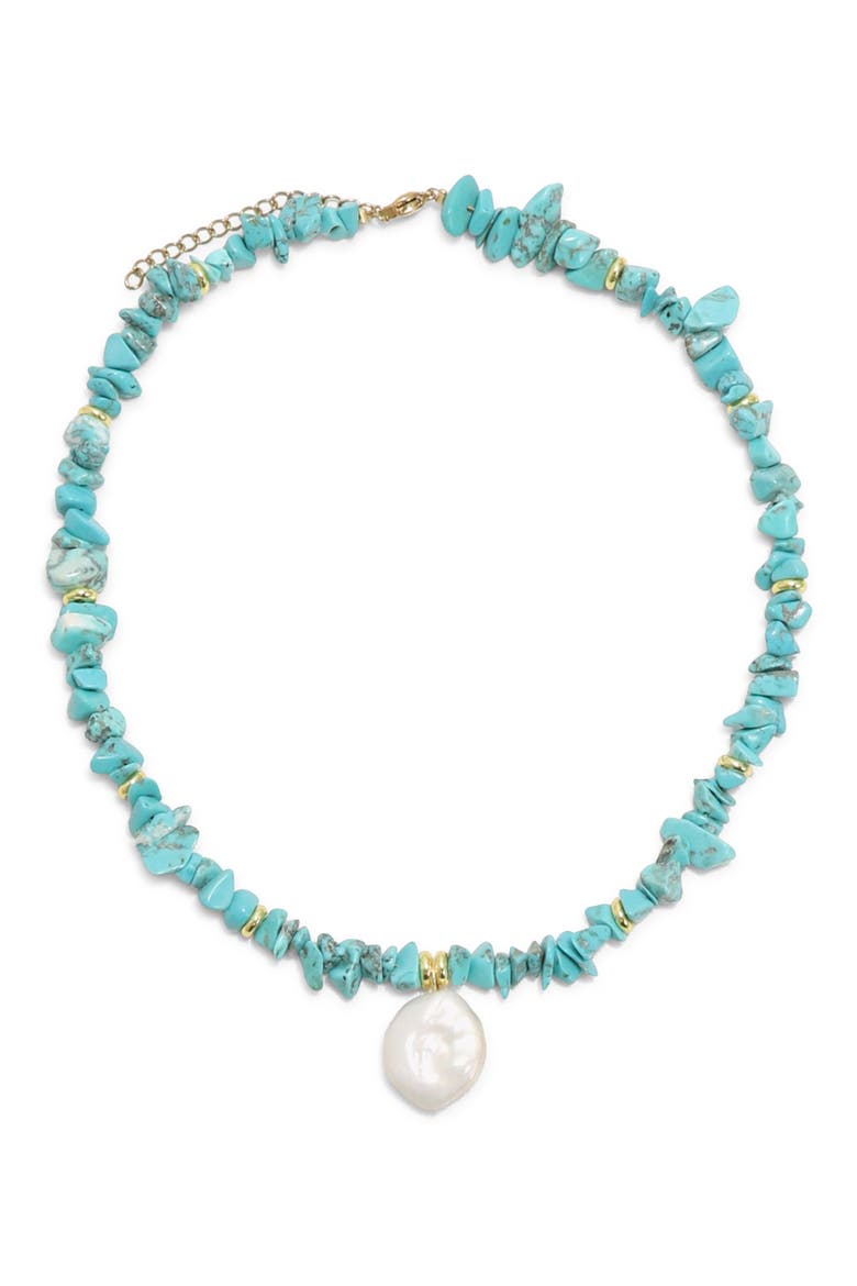 Vetta Freshwater Pearl Pendant Necklace, Main, color, TURQUOISE