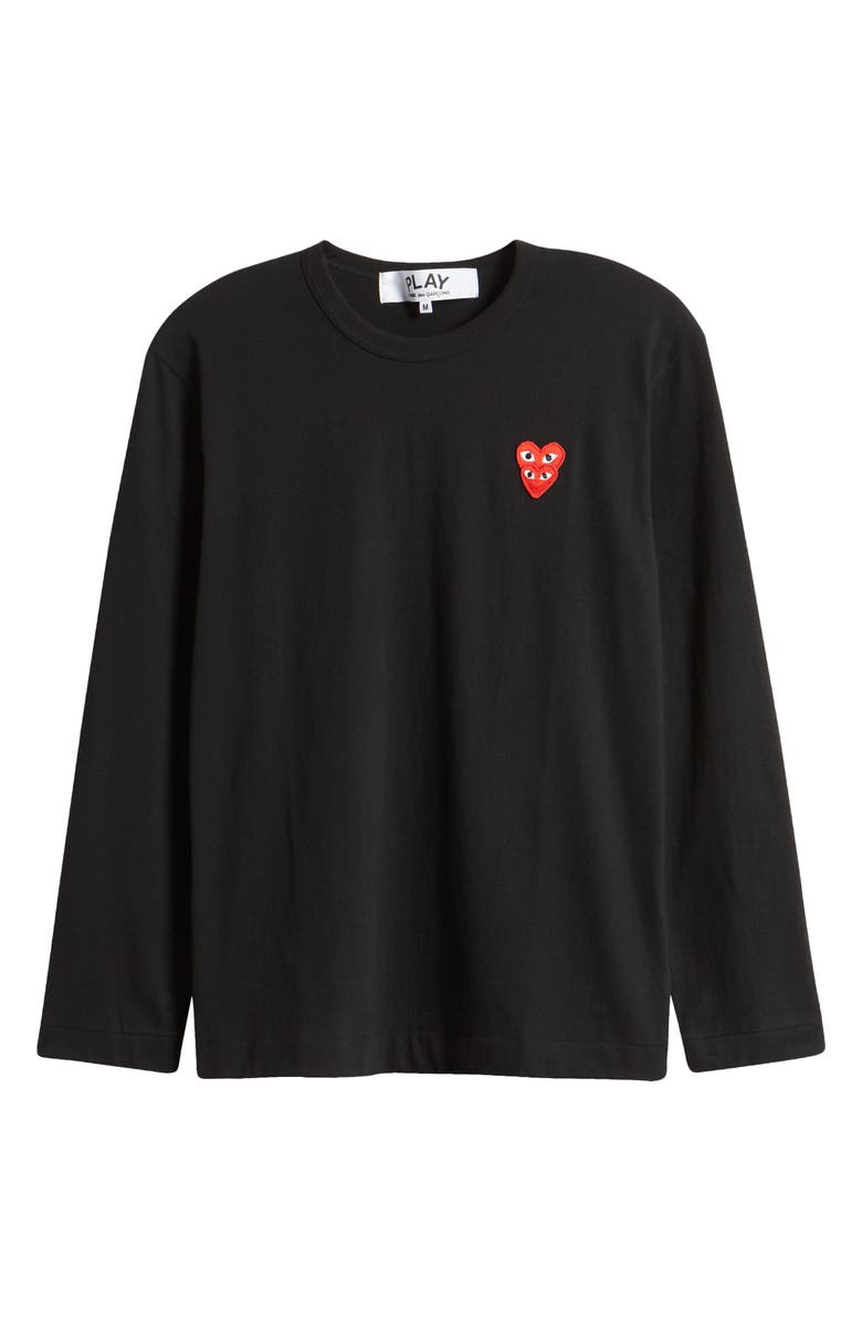 Comme des Garçons PLAY Overlapping Heart Long Sleeve T-Shirt, Alternate, color,