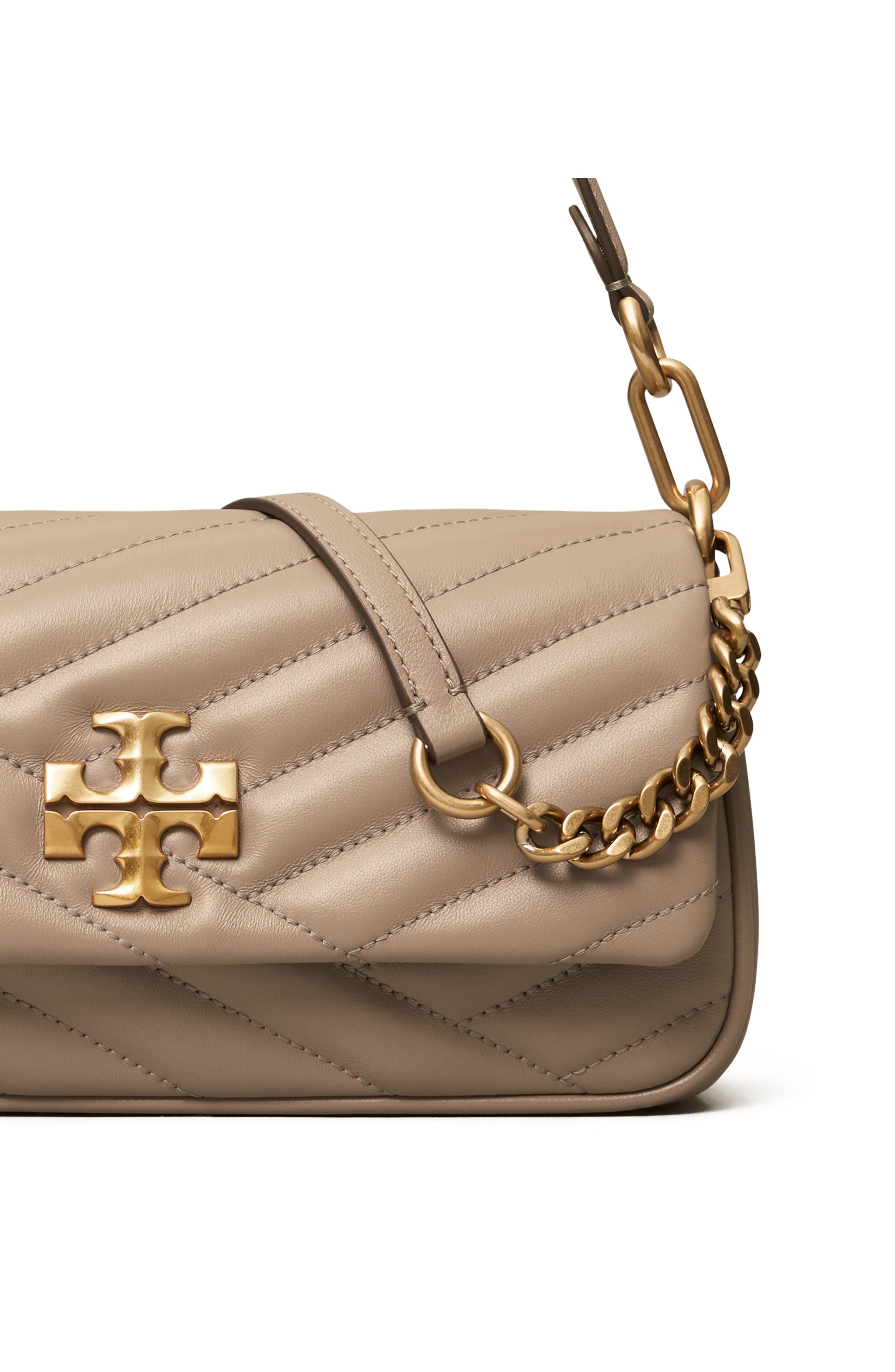 Kira Chevron Small Leather Shoulder Bag, Alternate, color, GRAY HERON