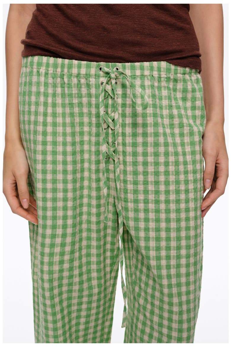 Checked Corset-Waist Trousers, Alternate, color, GREEN