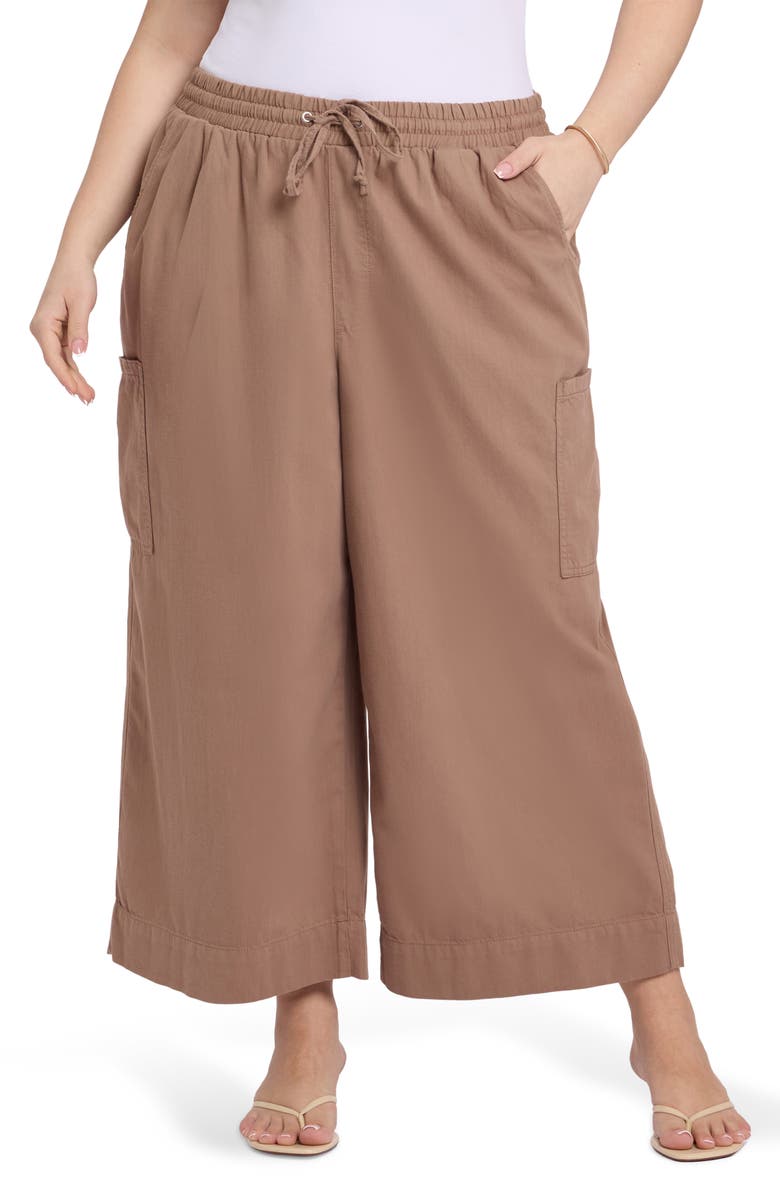NYDJ Whitney Pull-On Crop Wide Leg Cargo Pants, Main, color, Toasted Coconut