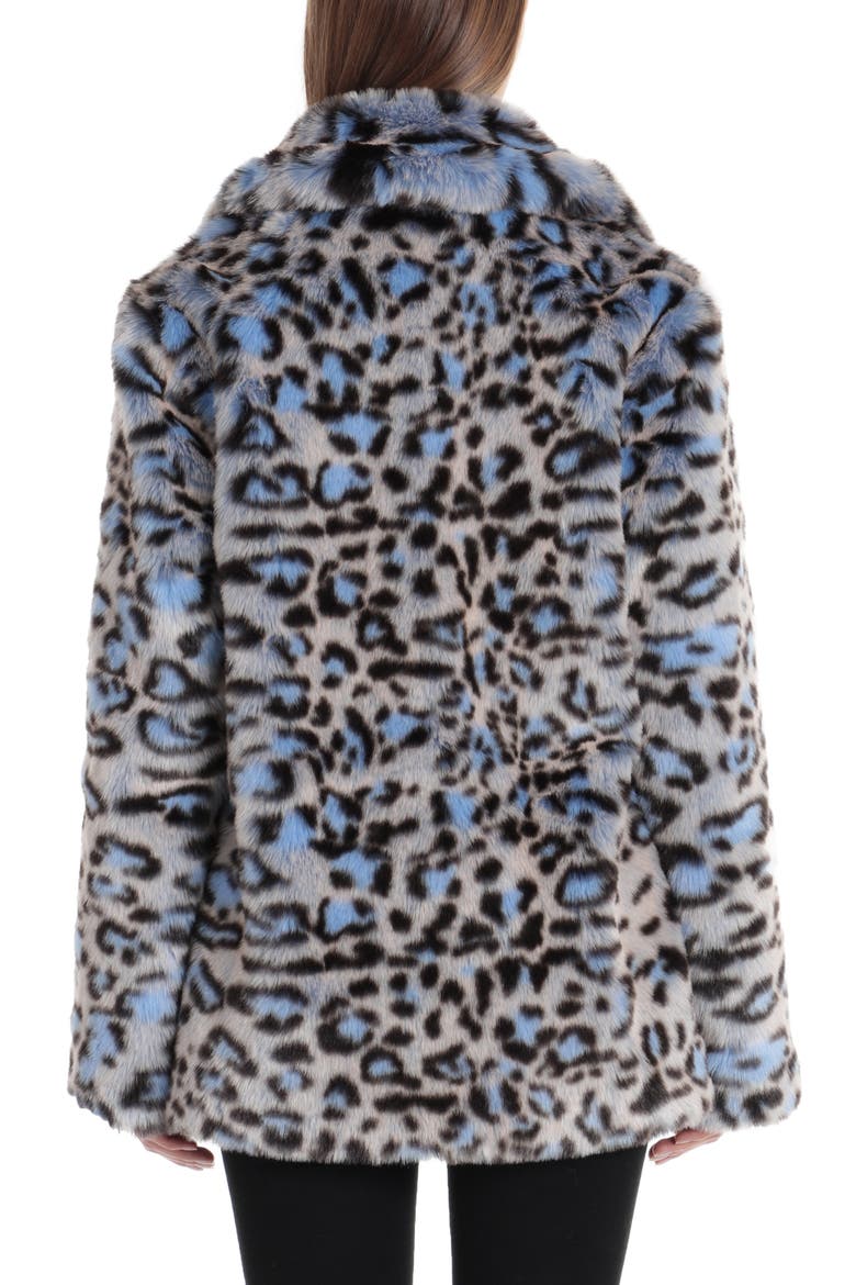 Animal Print Faux Fur Coat, Alternate, color, BLUE LEOPARD