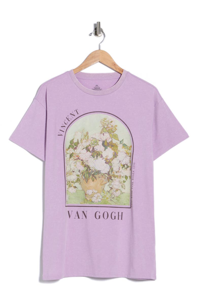 Philcos Vase with Pink Roses Cotton Graphic T-Shirt, Main, color, Lavender Mineral