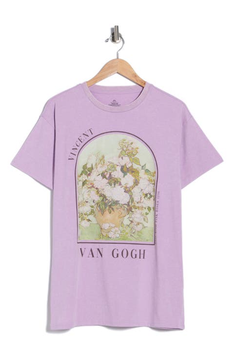 Vase with Pink Roses Cotton Graphic T-Shirt