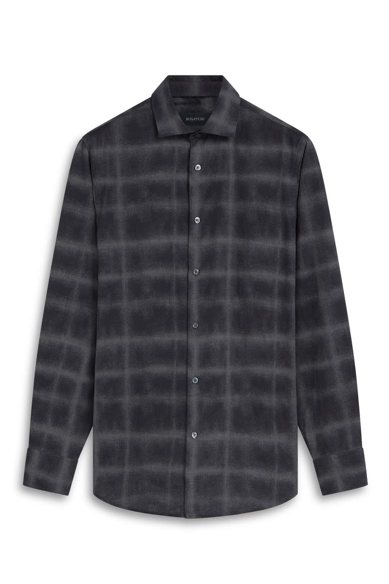 Axel Shaped Fit Windowpane Plaid Stretch Cotton Button-Up Shirt, Alternate, color, ANTHRACITE