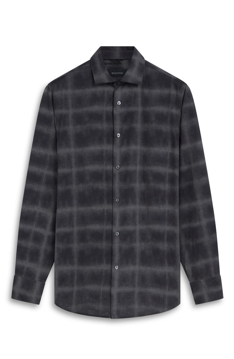 Bugatchi Axel Shaped Fit Windowpane Plaid Stretch Cotton Button-Up Shirt, Alternate, color,