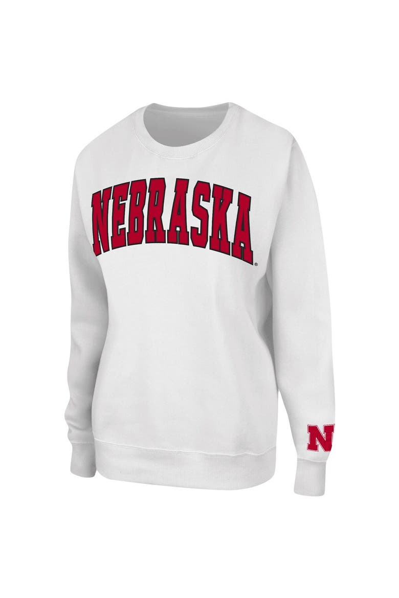 Women's Colosseum White Nebraska Huskers Campanile Pullover Sweatshirt, Alternate, color, White