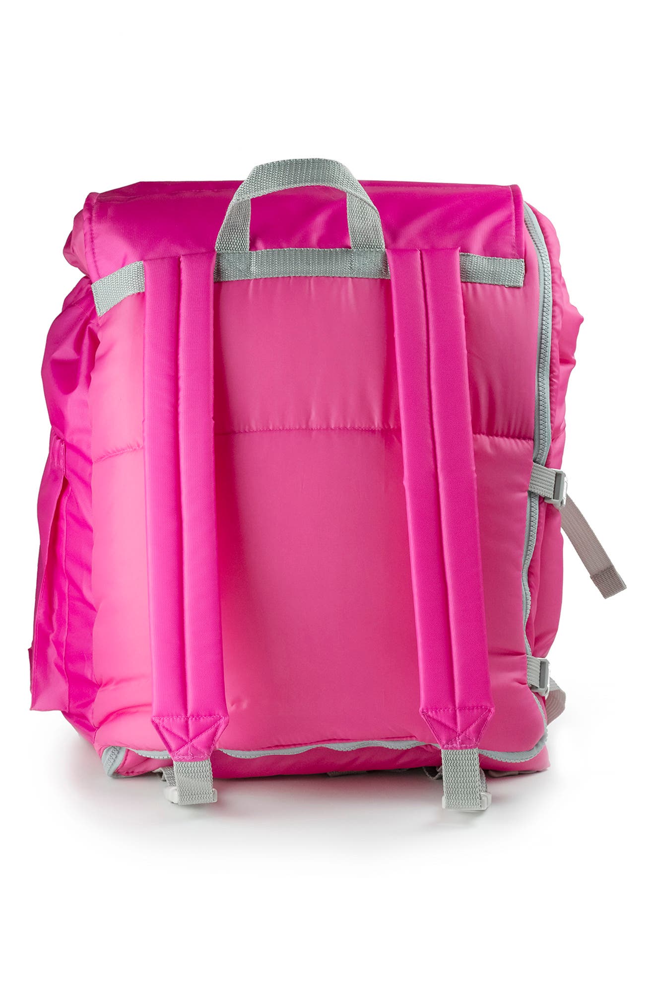 mimish Kids' Sleep-n-Pack Faux Shearling Lined Sleeping Bag Backpack, Alternate, color, Hibiscus Pink/ Coconut White