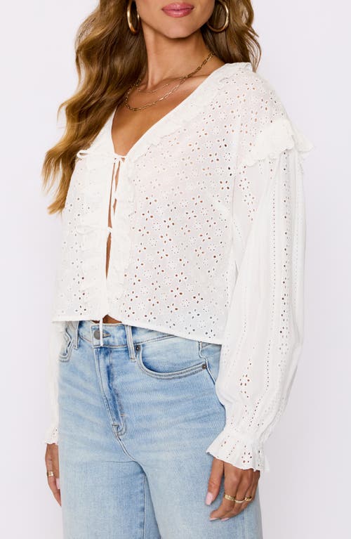 Vici Collection Mabel Tie Front Crop Cotton Broderie Anglaise Top In White