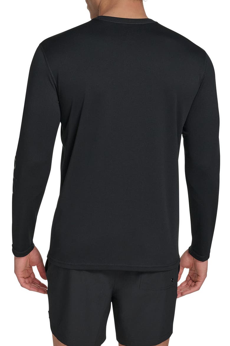 Monogram Logo Long Sleeve Rashguard, Alternate, color, BLACK