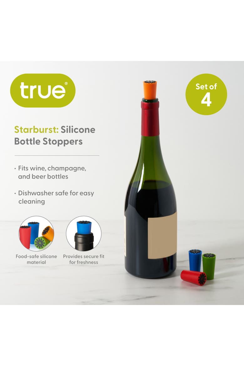 Starburst Silicone Bottle Stoppers, Alternate, color, Multicolor