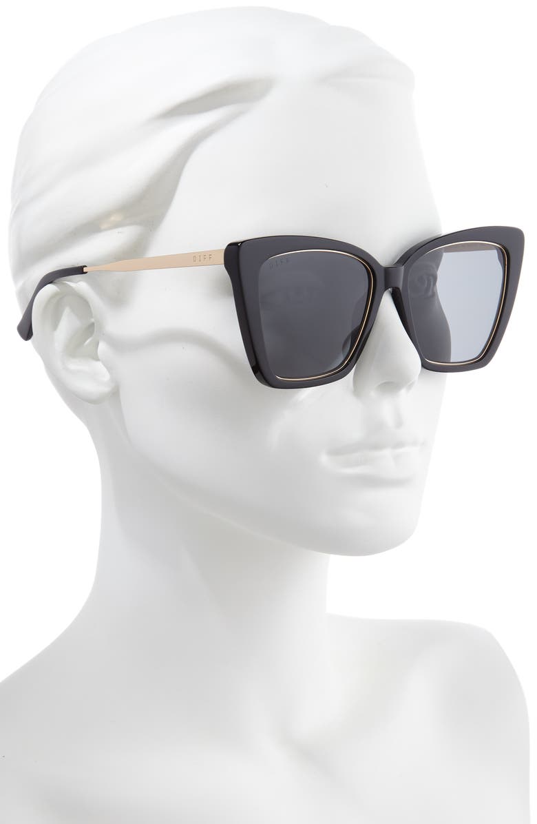 DIFF Becky IV 57mm Polarized Cat Eye Sunglasses, Alternate, color, Black/ Grey