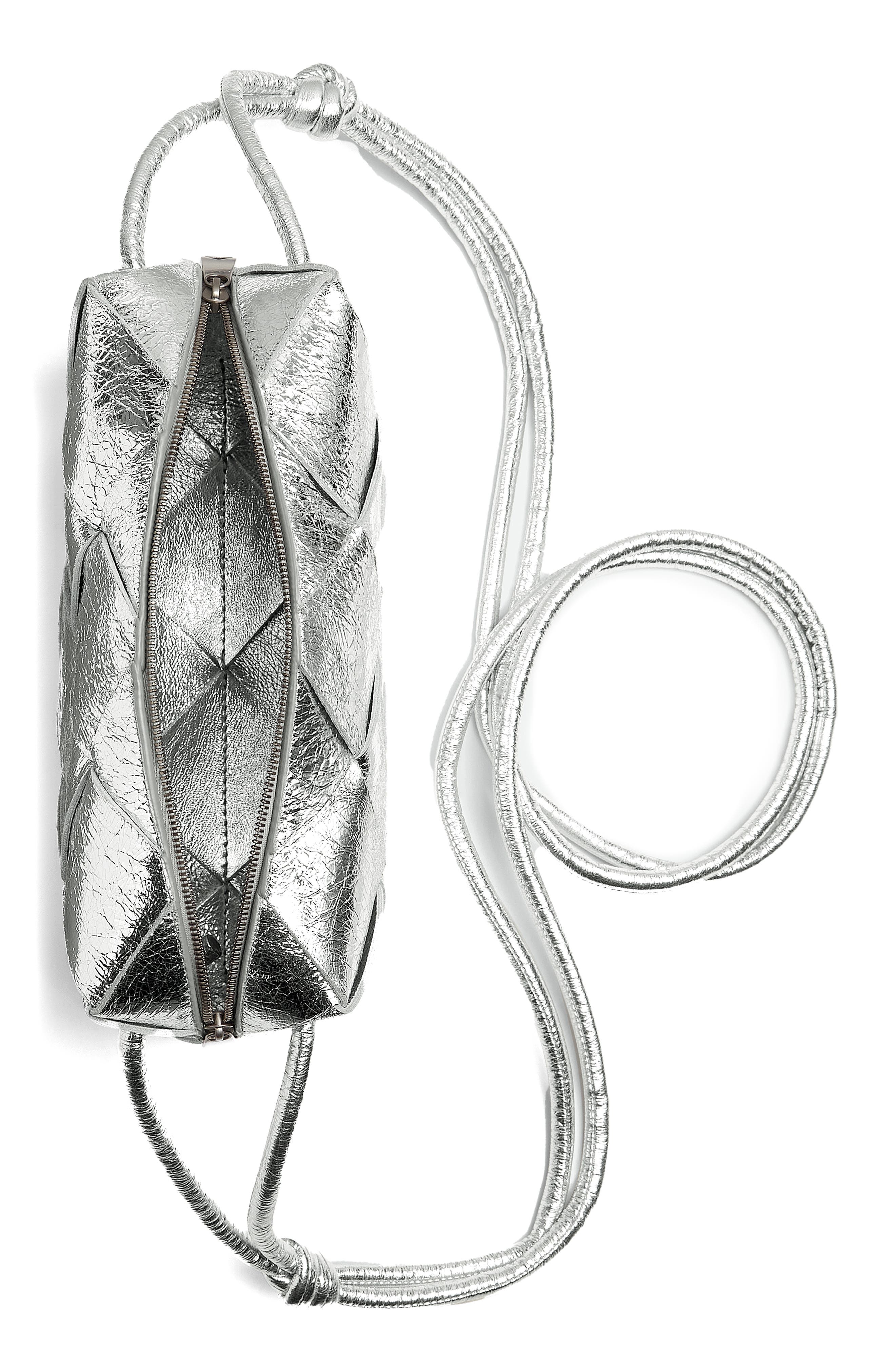 Bottega Veneta Cassette Intrecciato Metallic Leather Camera Bag, Alternate, color, 