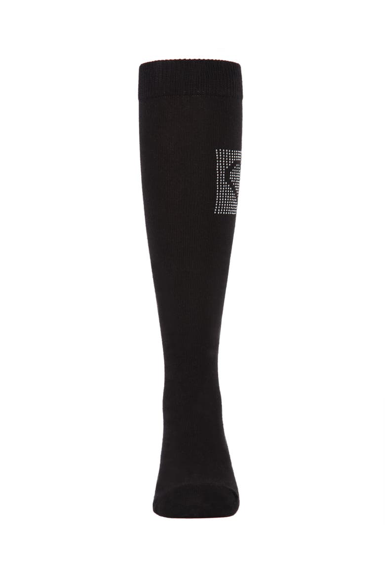 Rhinestone Heart Knee High Socks, Alternate, color, Black