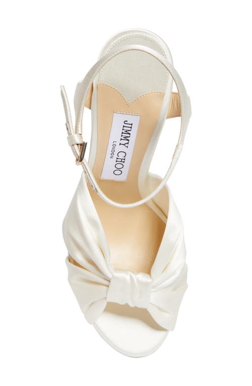 Jimmy Choo Heloise 120 Bow-embellished Lizard-effect Leather Platform Sandals In Ivory