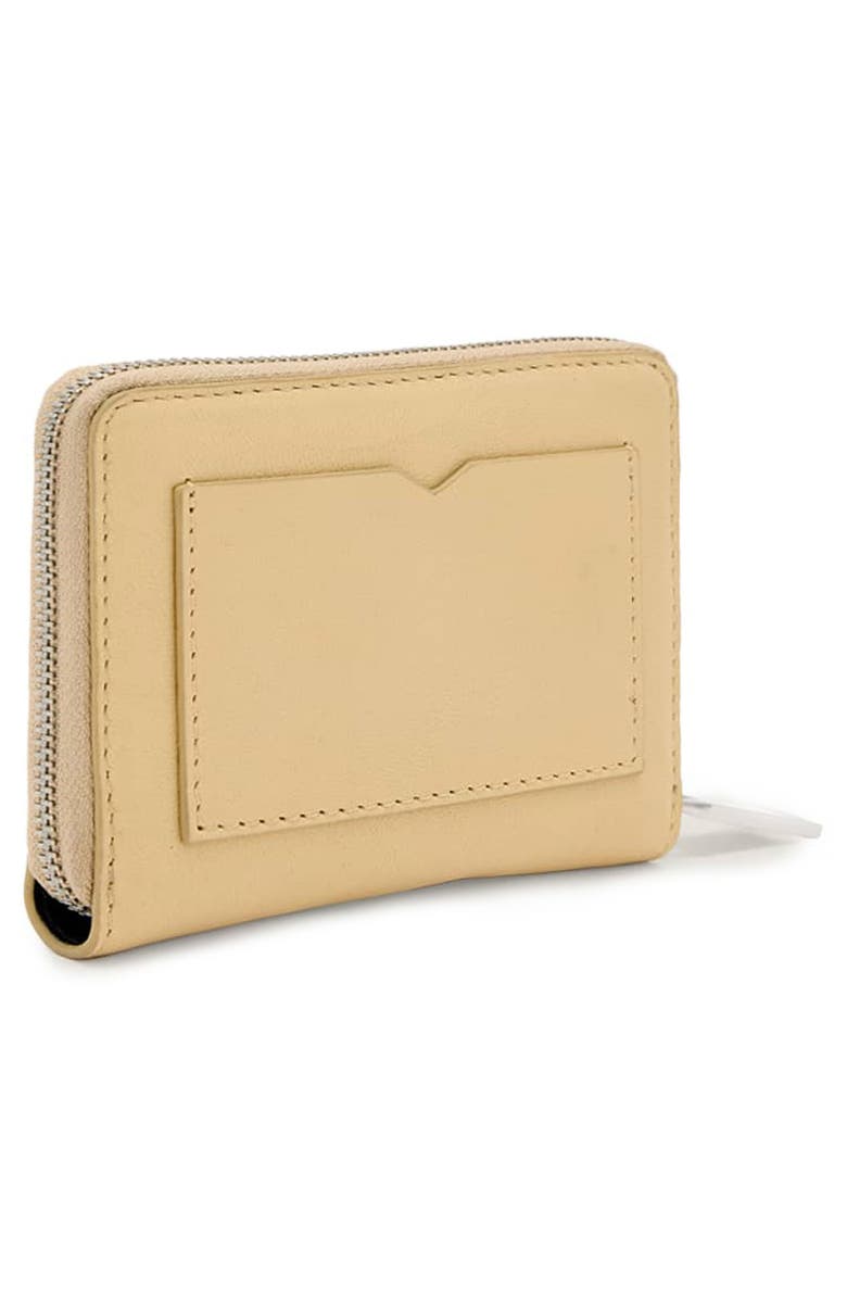 AllSaints Lena Hex Leather Zip Wallet, Alternate, color, Mellow Yellow