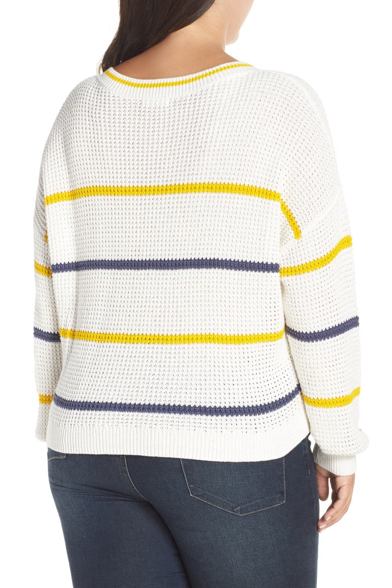 Stripe Cotton Thermal Sweater, Alternate, color, IVORY SEA STRIPE