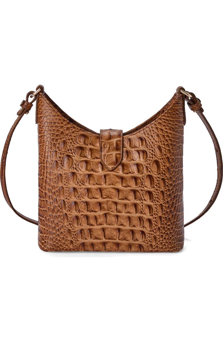 Brahmin Small Gwynne Croc Embossed Leather Crossbody Bag, Alternate, color, Cinnamon