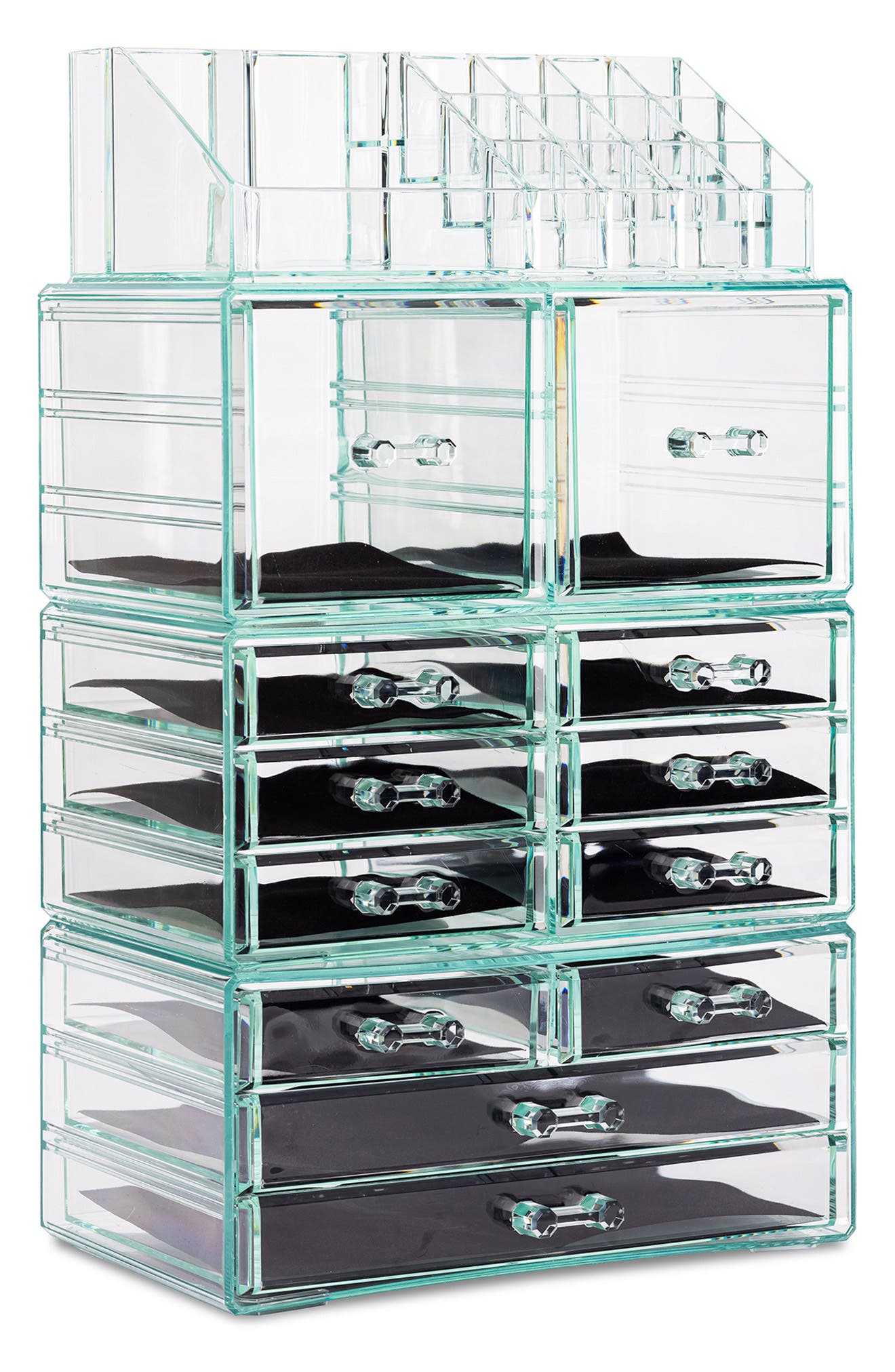 SORBUS Black Clear Makeup & Jewelry Storage Case