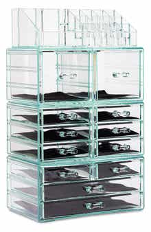 SORBUS Black Clear Makeup & Jewelry Storage Case