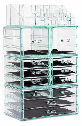 SORBUS Black Clear Makeup & Jewelry Storage Case
