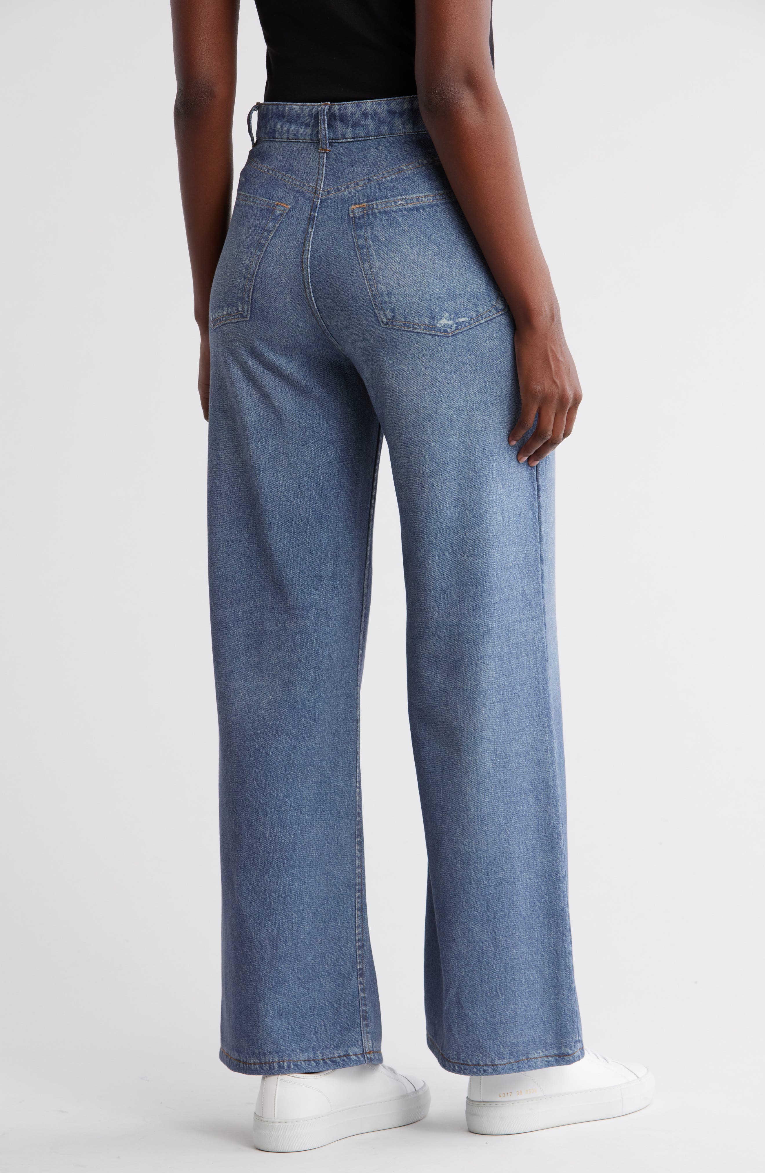 ECRU Mirage Denim Printed French Terry Wide Leg Pants (Women