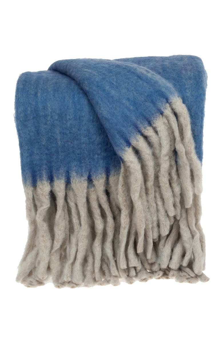 PARKLAND COLLECTION Nagar Transitional Blue 52" x 67" Woven Handloom Throw Blanket, Main, color,