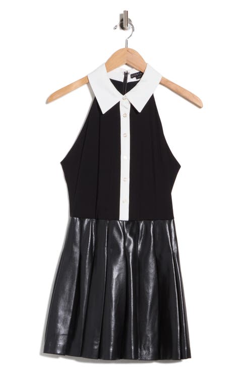 Tate Faux Leather Mixed Media Minidress