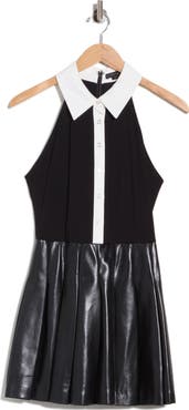 Alice + Olivia Tate Faux Leather Mixed Media Minidress