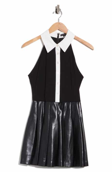Tate Faux Leather Mixed Media Minidress