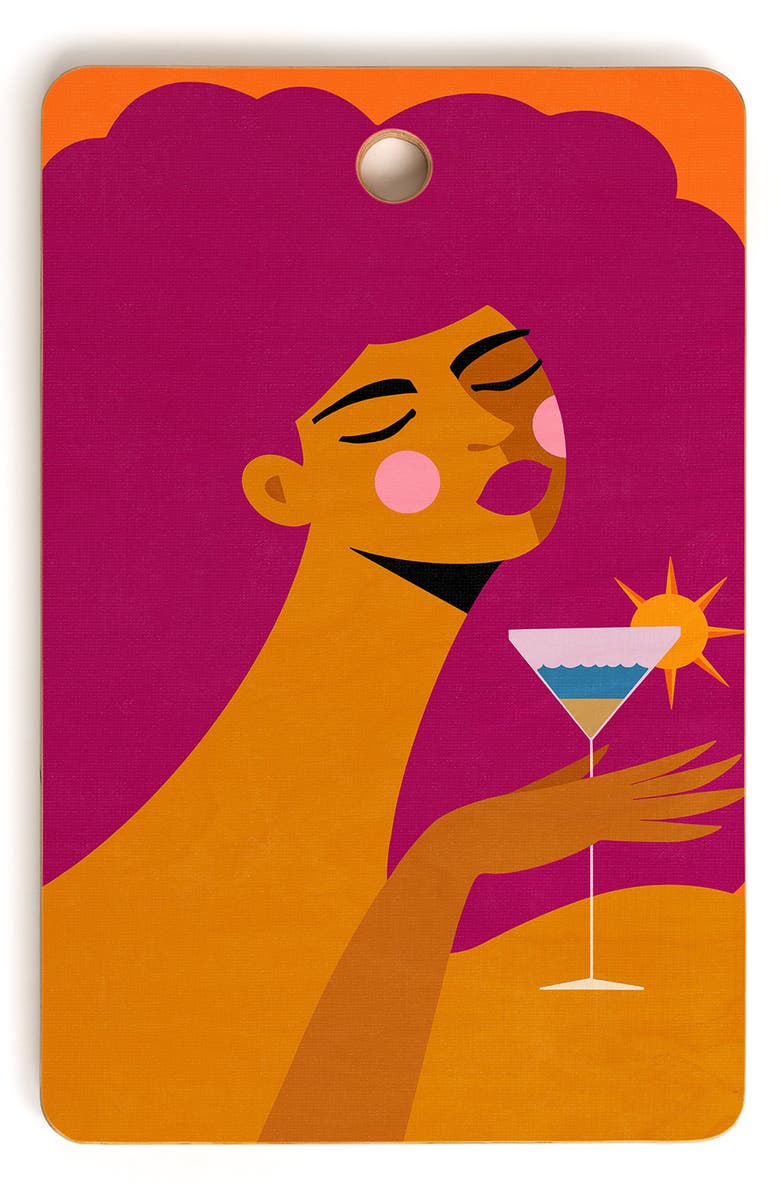 Deny Designs Summer Solstice Sip Bamboo Cutting Board, Main, color, Orange