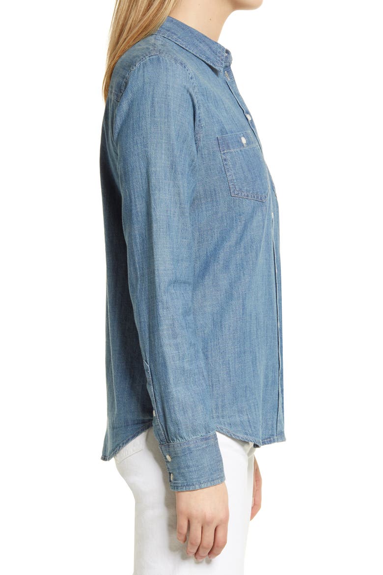 Cotton Chambray Button-Up Shirt, Alternate, color, CHAMBRAY