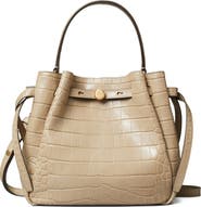 Tory Burch Romy Croc Embossed Leather Bucket Bag