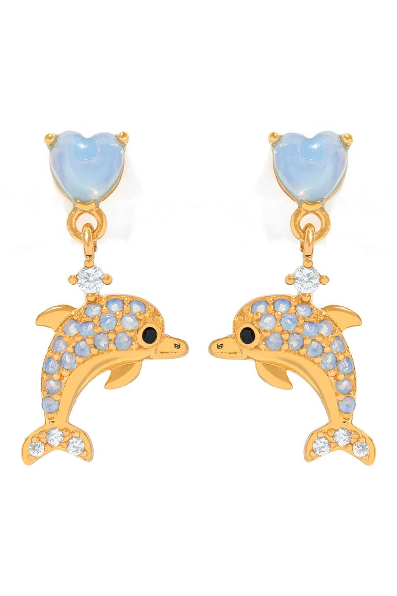 Dolphin Dangle Earrings, Main, color, GOLD