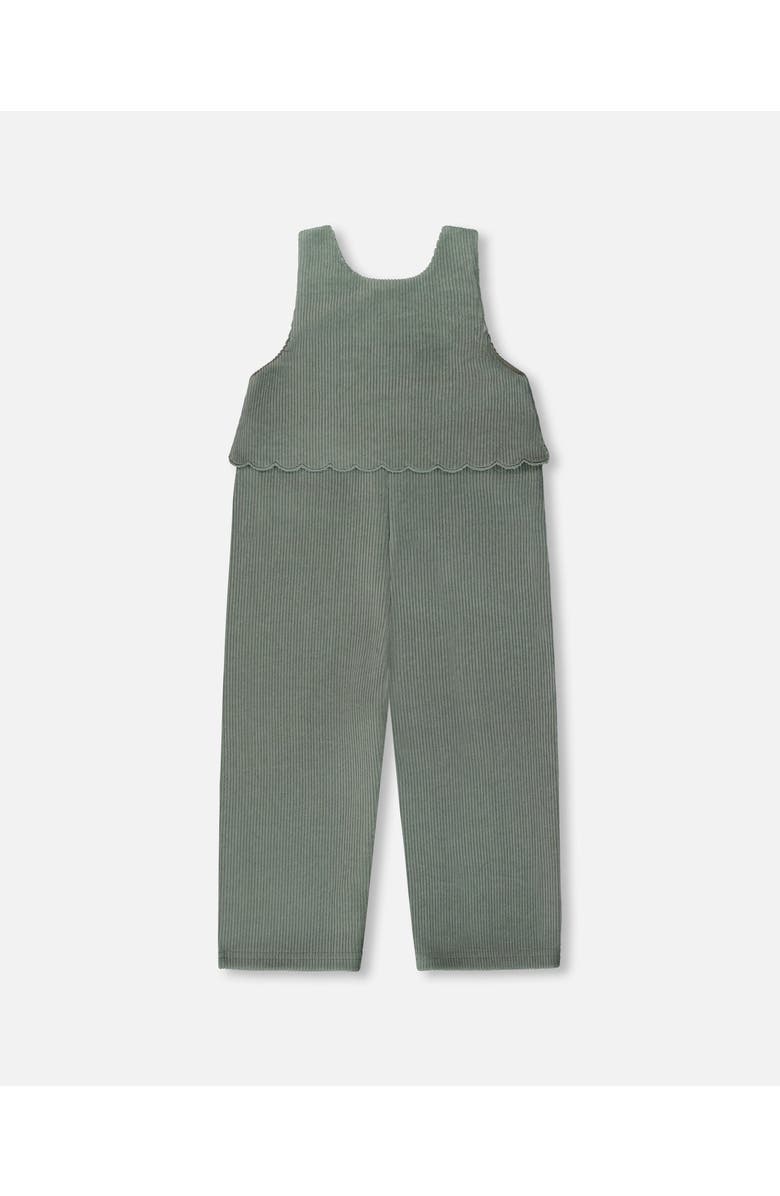 Deux par Deux Stretch Velour Faux-Layered Overalls, Alternate, color, Jade Green