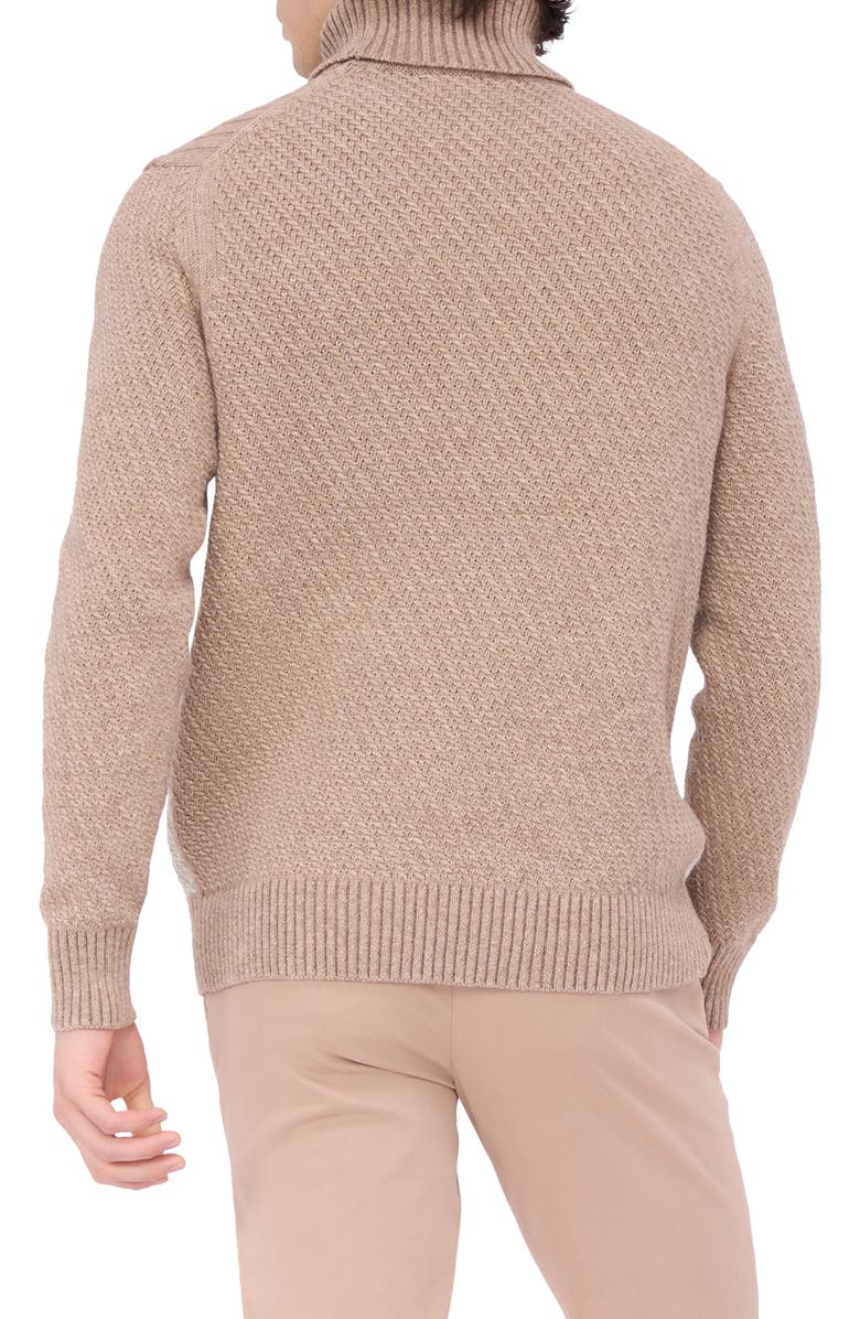 Bugatchi Pattern Wool Blend Turtleneck Sweater, Alternate, color, Stone