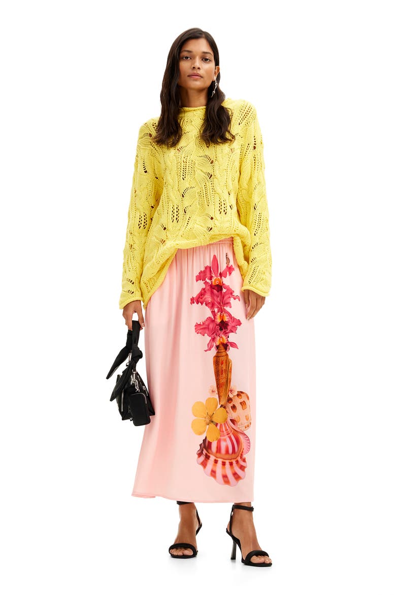 Fal Shell Lacroix Floral Print A-Line Skirt, Alternate, color, PINK