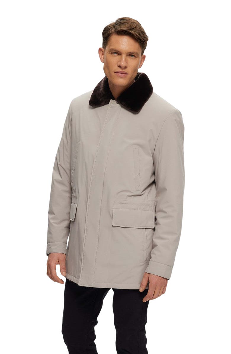 GORSKI Shearling Lamb Lined Jacket, Alternate, color, Light Beige/ Dark Brown