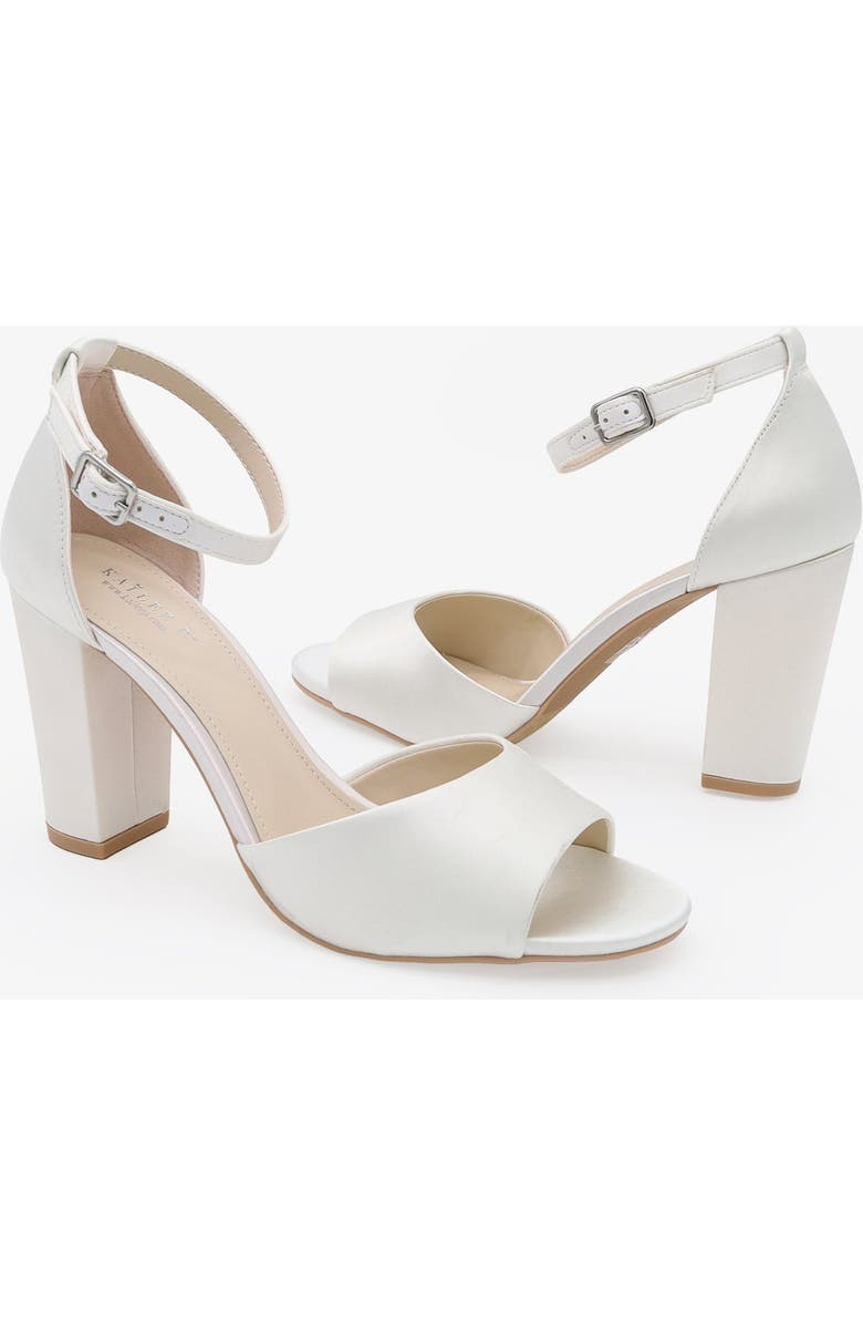 Kailee P Sasha Satin Block Heel Wedding Sandals, Alternate, color, White