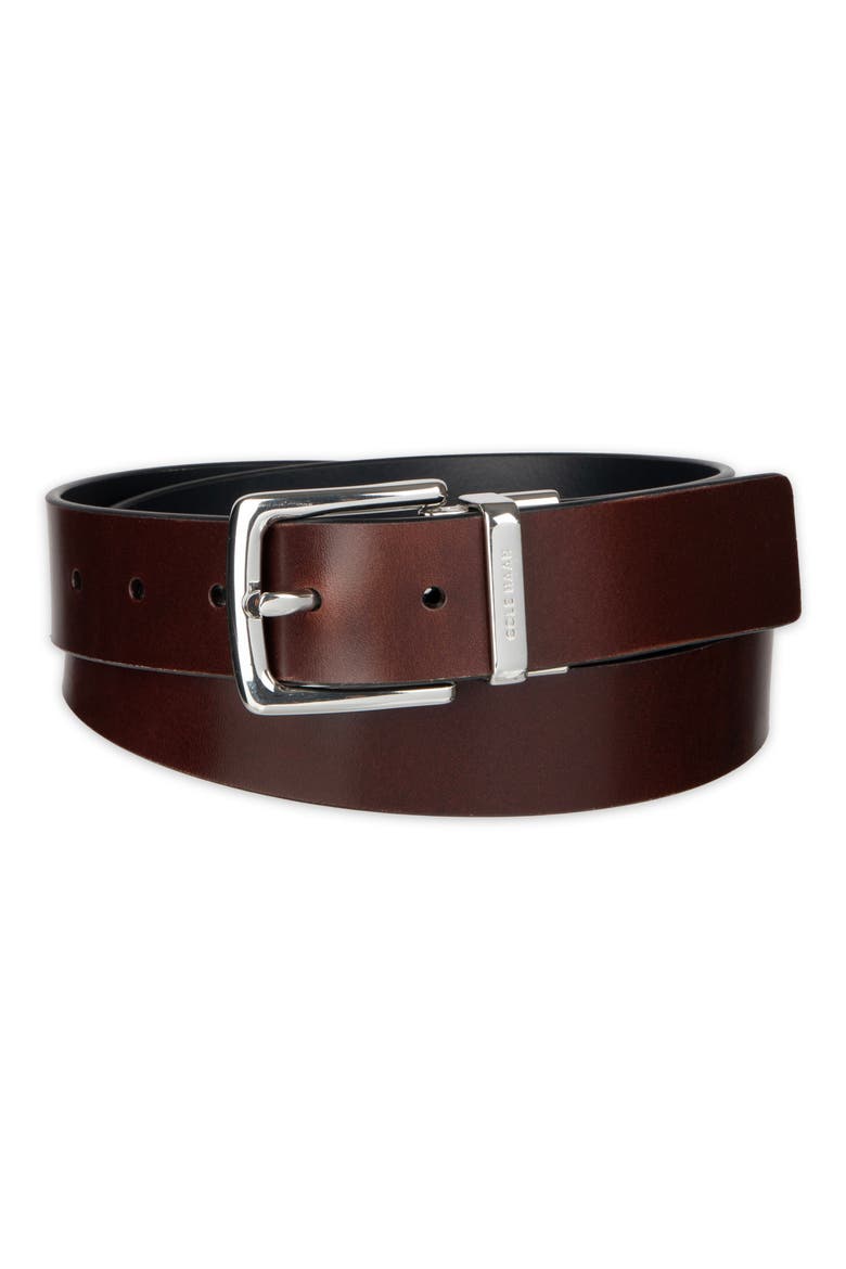 35mm Reversible Leather Belt, Main, color, CHOCOLATE / NAVY