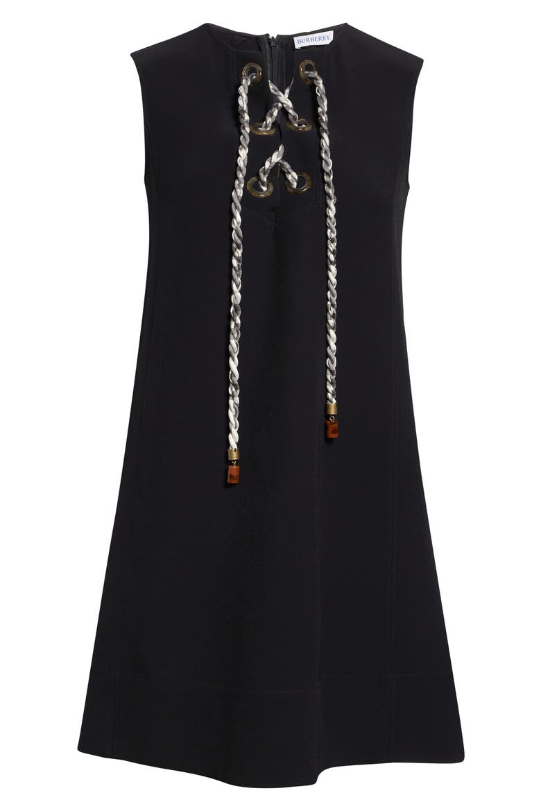 Rhoslyn Lace-Up Cady Minidress, Alternate, color, BLACK