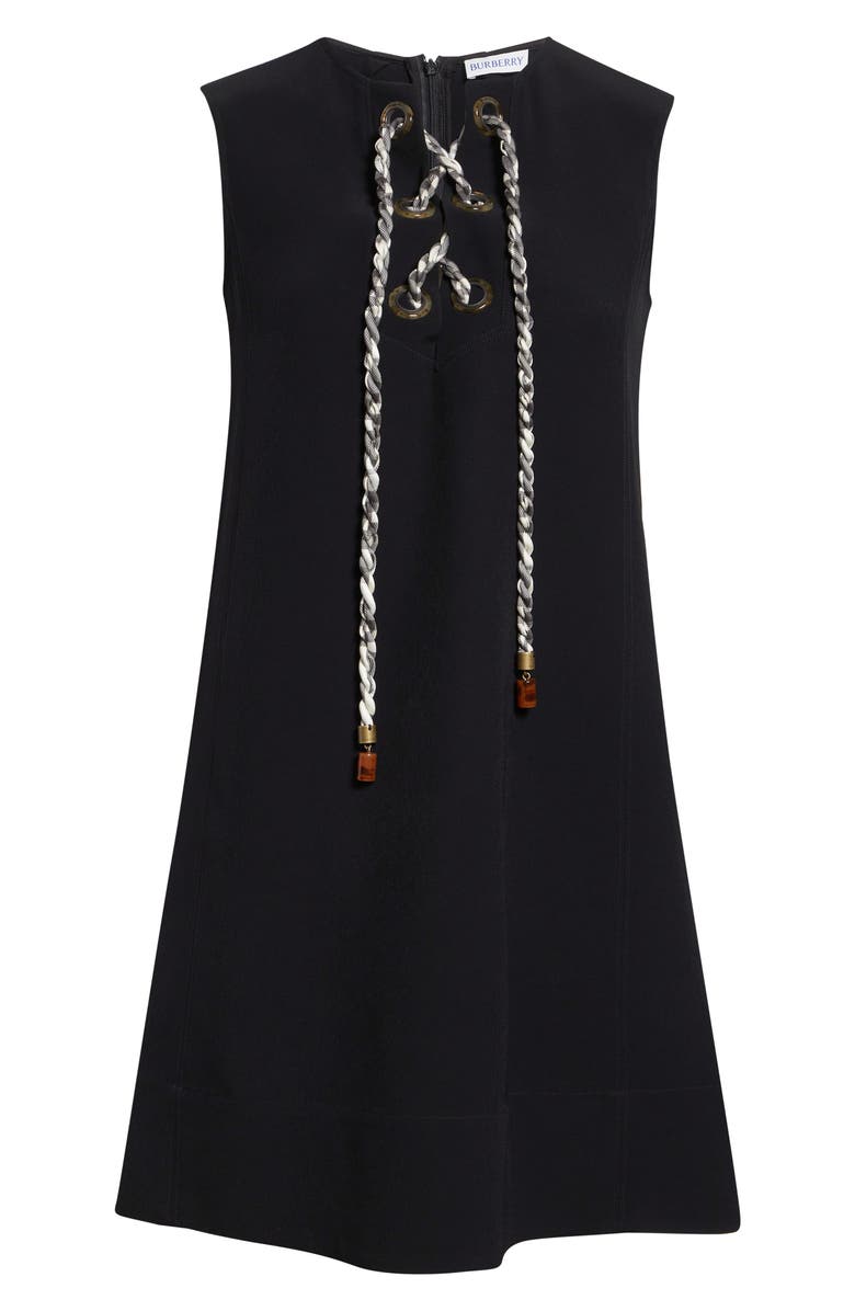 Burberry Rhoslyn Lace-Up Cady Minidress, Main, color, Black