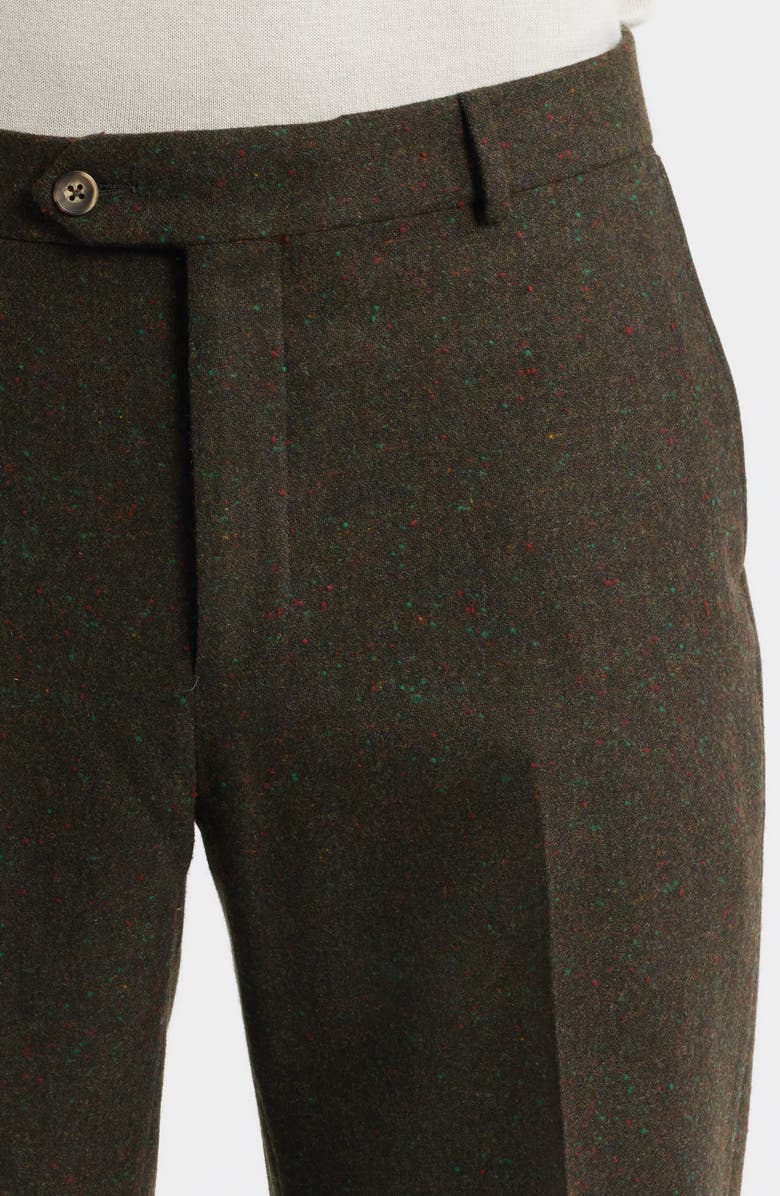 Berle Lambswool & Cashmere Donegal Tweed Dress Pants, Alternate, color, Olive