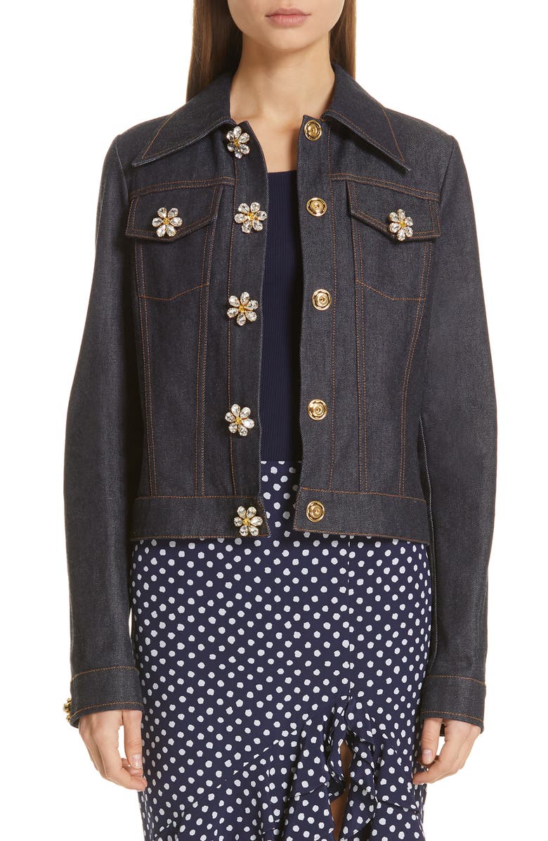 Michael Kors Jewel Button Denim Jacket, Main, color,