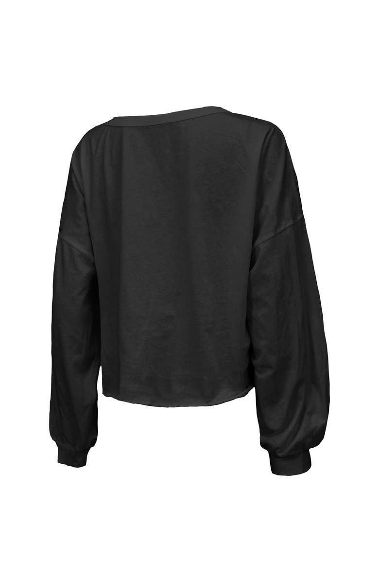 Majestic Threads Women's Majestic Threads Black Philadelphia Eagles Super Bowl LIX Champions Hard Count Off Shoulder V-Neck Long Sleeve T-Shirt, Alternate, color,