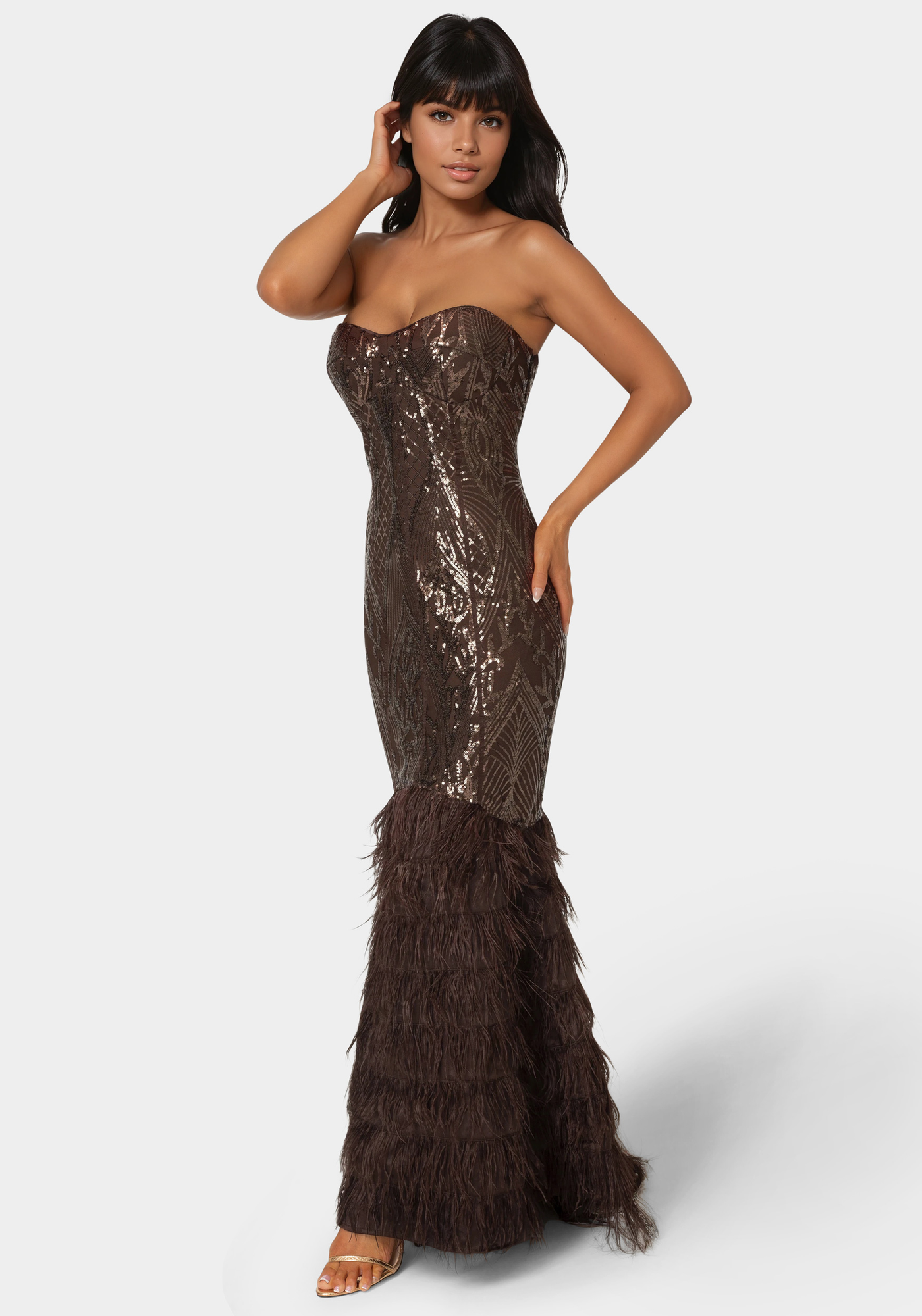 Sequin Feather Gown - image 2