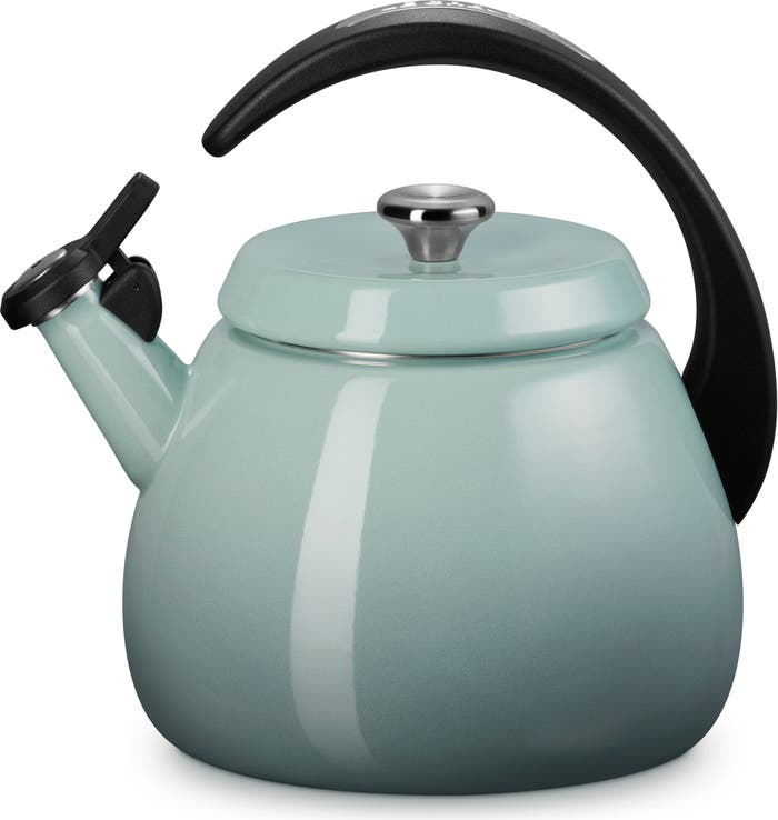 Le Creuset 2.2-Quart Enameled Stainless Steel Whistling Cloche Kettle - Sea Salt